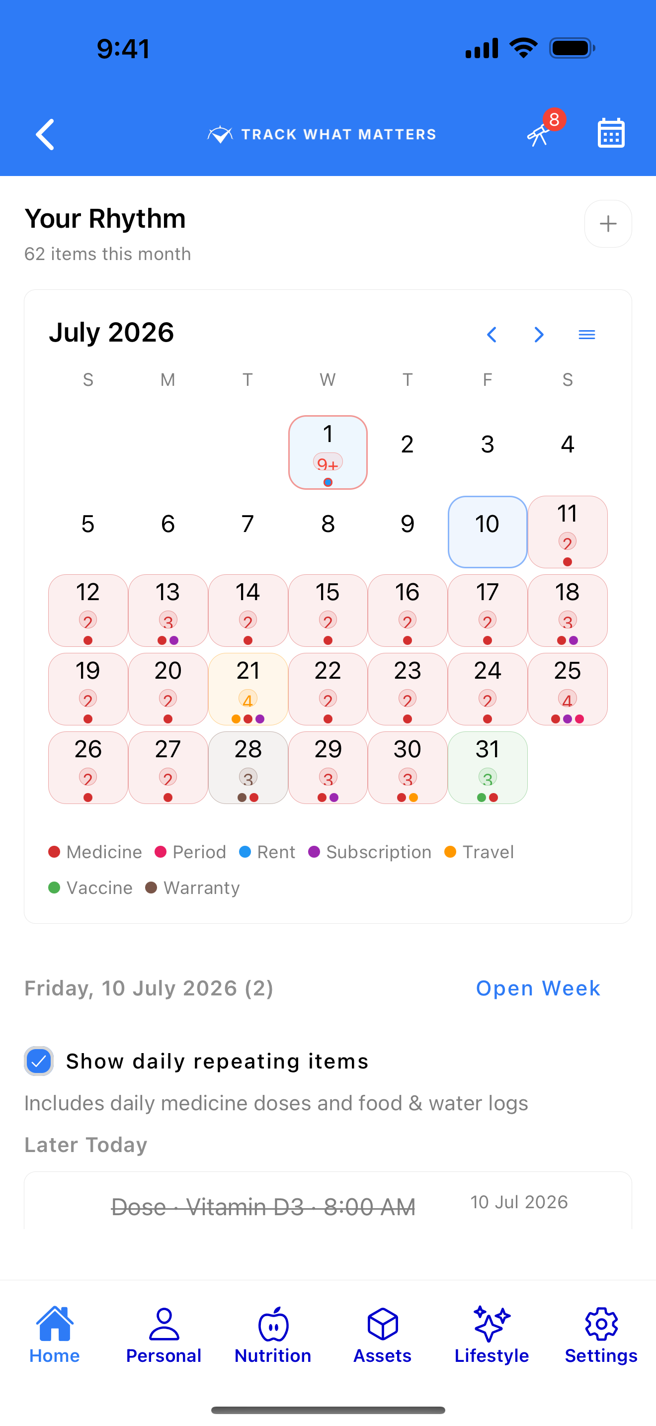 Everything due, on one calendar